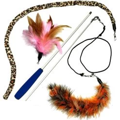 Pet Fit For Life 3 Feather Dual Rod Wand Cat Toy
