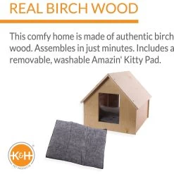 K&H Pet Products Birchwood Manor Indoor & Outdoor Wooden Cat House, Natural Wood -Pet Cat Supplies Store 131907 PT2. AC SS1800 V1637623594