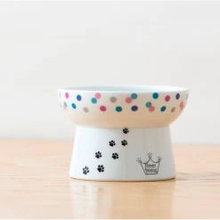 Necoichi Raised Cat Food Bowl, Colorful Dots -Pet Cat Supplies Store 169388 PT3. AC SS1800 V1649344930