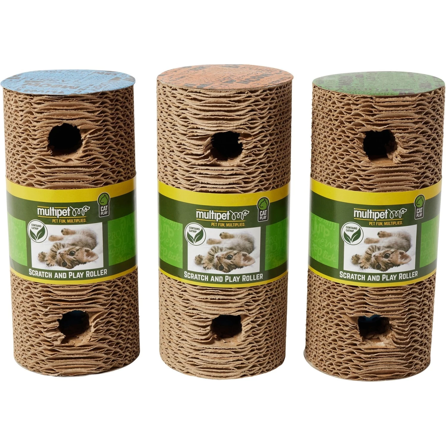 Multipet Cardboard Scratcher Roller Cat Toy With Catnip, 1 Count, Color Varies 4 Multipet Cardboard Scratcher Roller Cat Toy With Catnip, 1 Count, Color Varies - Image 2
