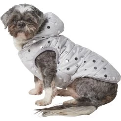 Frisco Mediumweight Silver Polka Dotted Insulated Dog & Cat Coat