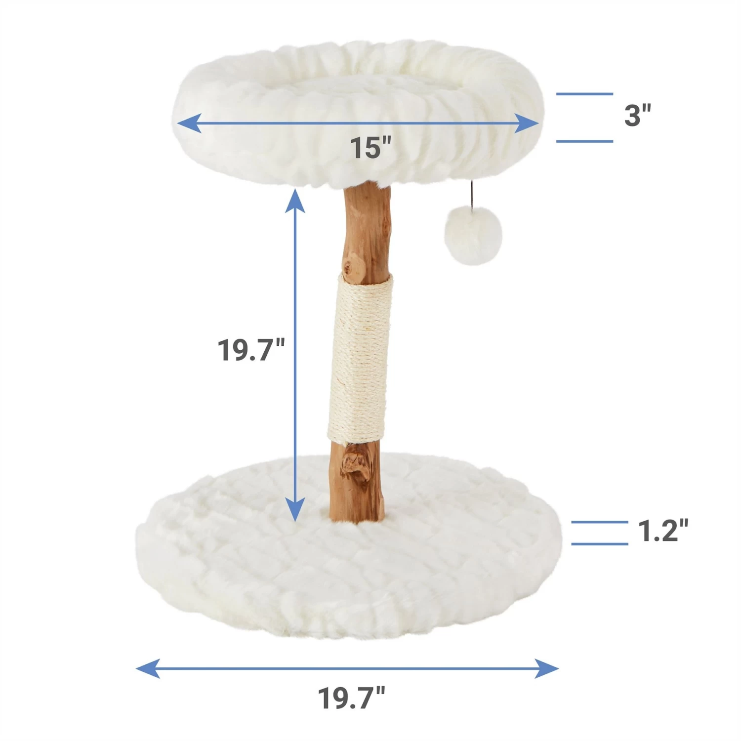 Frisco Natural Wood Modern Cat Tree With Toy, Ivory, Small 4 Frisco Natural Wood Modern Cat Tree With Toy, Ivory, Small - Image 2