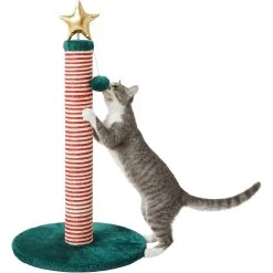 Frisco Holiday 29.5-in Candy Cane Sisal Cat Scratching Post With Toy -Pet Cat Supplies Store 236565 PT2. AC SS1800 V1601342456
