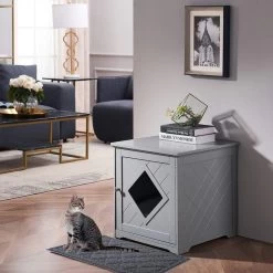 Unipaws Decorative Diamond-Design Cat Litter Box Enclosure -Pet Cat Supplies Store 241620 PT1. AC SS1800 V1701379454