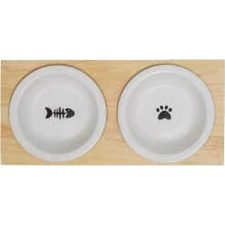 Frisco Double Elevated Cat Bowl With Wood Stand -Pet Cat Supplies Store 256082 PT4. AC SS1800 V1615313792