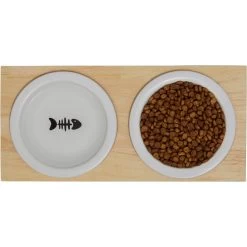 Frisco Double Elevated Cat Bowl With Wood Stand -Pet Cat Supplies Store 256082 PT5. AC SS1800 V1615313218