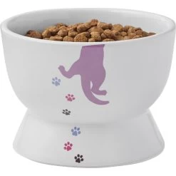 Frisco Cat Print Non-skid Elevated Ceramic Cat Bowl, Short -Pet Cat Supplies Store 256096 PT5. AC SS1800 V1616522496