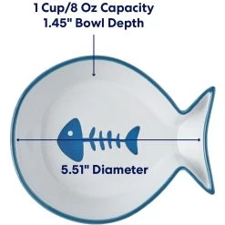 Frisco Fish Shaped Non-skid Ceramic Cat Bowl -Pet Cat Supplies Store 256111 PT1. AC SS1800 V1692728249