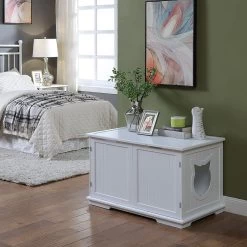 Sweet Barks Wooden Washroom Bench Cat Litter Box Enclosure -Pet Cat Supplies Store 258683 PT4. AC SS1800 V1603834592