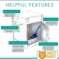 Sweet Barks Wooden Nightstand Cat Litter Box Enclosure -Pet Cat Supplies Store 258689 PT4. AC SS1800 V1607642835