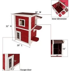 Petsfit 2-Story Weatherproof Outdoor Cat House 8 Petsfit 2-Story Weatherproof Outdoor Cat House -Pet Cat Supplies Store 261512 PT1. AC SS1800 V1605644825