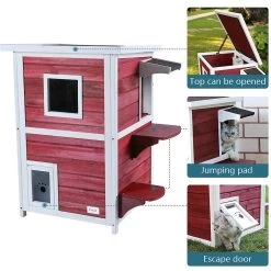 Petsfit 2-Story Weatherproof Outdoor Cat House 9 Petsfit 2-Story Weatherproof Outdoor Cat House -Pet Cat Supplies Store 261512 PT2. AC SS1800 V1605663149