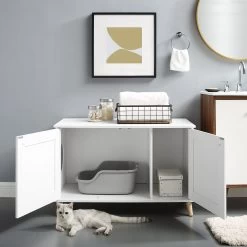 Sam's Pets Becky 24.5-in Cat Tree End Table & Litter Box Enclosure, White -Pet Cat Supplies Store 261880 PT1. AC SS1800 V1635093725