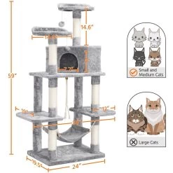Yaheetech 58-in Plush Cat Tree & Condo, Light Gray 12 Yaheetech 58-in Plush Cat Tree & Condo, Light Gray -Pet Cat Supplies Store 266562 PT2. AC SS1800 V1669908529