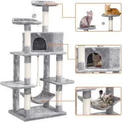 Yaheetech 58-in Plush Cat Tree & Condo, Light Gray 13 Yaheetech 58-in Plush Cat Tree & Condo, Light Gray -Pet Cat Supplies Store 266562 PT3. AC SS1800 V1669909136
