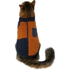 Frisco Lightweight Colorblock Dog & Cat Zippered Sherpa Fleece Vest, Blue/Brown -Pet Cat Supplies Store 268191 PT2. AC SS1800 V1628797710
