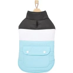 Frisco Mediumweight Colorblock Insulated Dog & Cat Puffer Coat With Pocket, Blue -Pet Cat Supplies Store 268311 PT4. AC SS1800 V1628826737