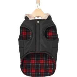 Frisco Mid-Heavyweight Cinching Insulated Dog & Cat Parka, Black/Red Plaid -Pet Cat Supplies Store 268382 PT5. AC SS1800 V1628822843