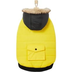 Frisco Heavyweight Anchorage Insulated Dog & Cat Parka, Yellow/Black -Pet Cat Supplies Store 268397 PT4. AC SS1800 V1628792817