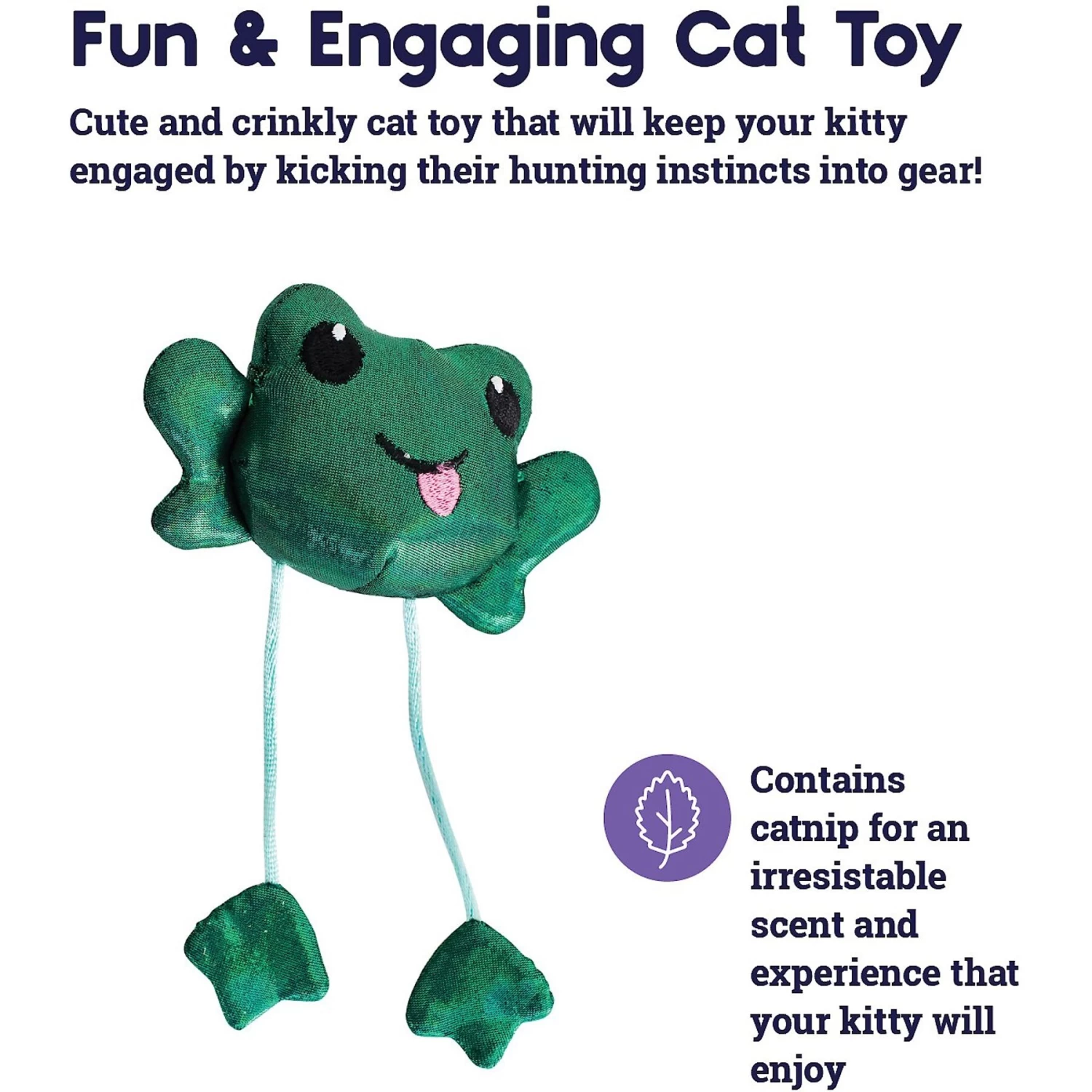 Catstages Toss 'N Dangle Frog Plush Cat Toy 4 Catstages Toss 'N Dangle Frog Plush Cat Toy - Image 2