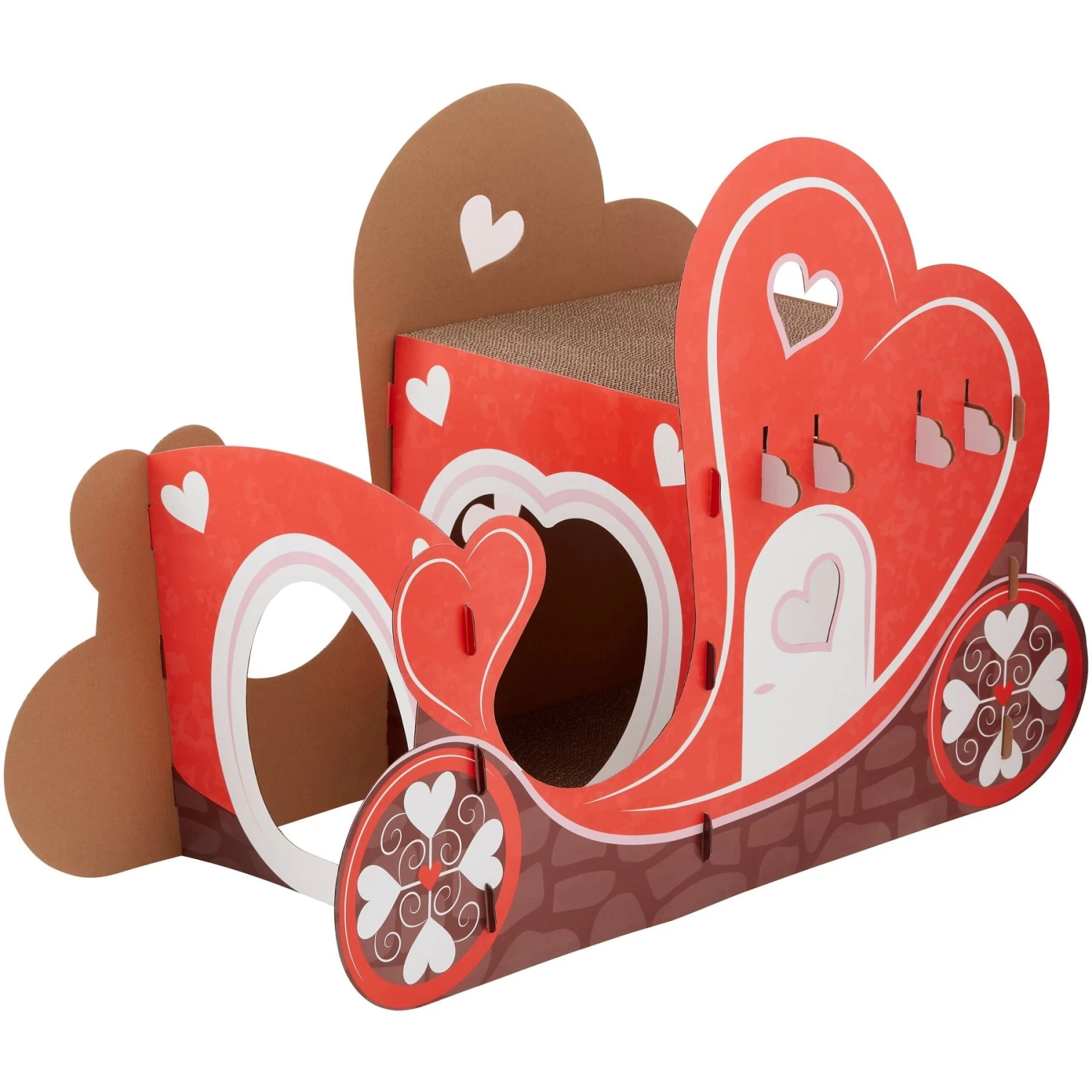 Frisco Valentine Love Carriage Cardboard Cat House, 2-Story 3 Frisco Valentine Love Carriage Cardboard Cat House, 2-Story