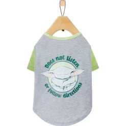 STAR WARS THE MANDALORIAN GROGU "Doesn't Listen" Dog & Cat Raglan T-shirt -Pet Cat Supplies Store 311884 PT4. AC SS1800 V1643328443