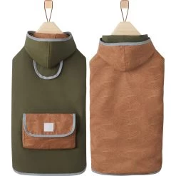 Frisco Lightweight Olive Reversible Packable Dog Raincoat -Pet Cat Supplies Store 315116 PT4. AC SS1800 V1646432195