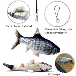 Pet Fit For Life Robotic Floppy Fish & Wand Cat Toy -Pet Cat Supplies Store 316700 PT2. AC SS1800 V1631763074