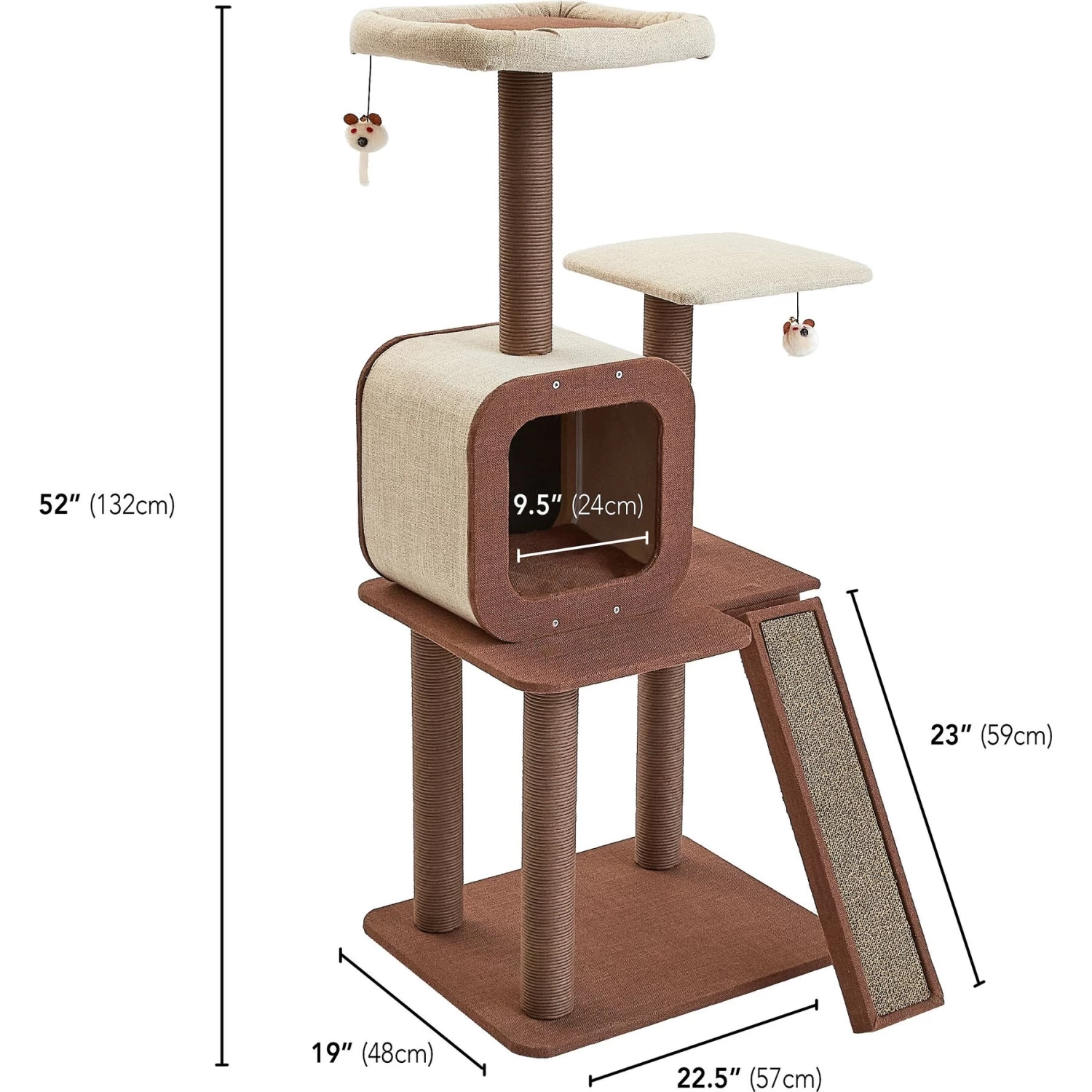 Two By Two The Redwood 53-in Cat Tree & Condo, Beige/Brown 5 Two By Two The Redwood 53-in Cat Tree & Condo, Beige/Brown - Image 3