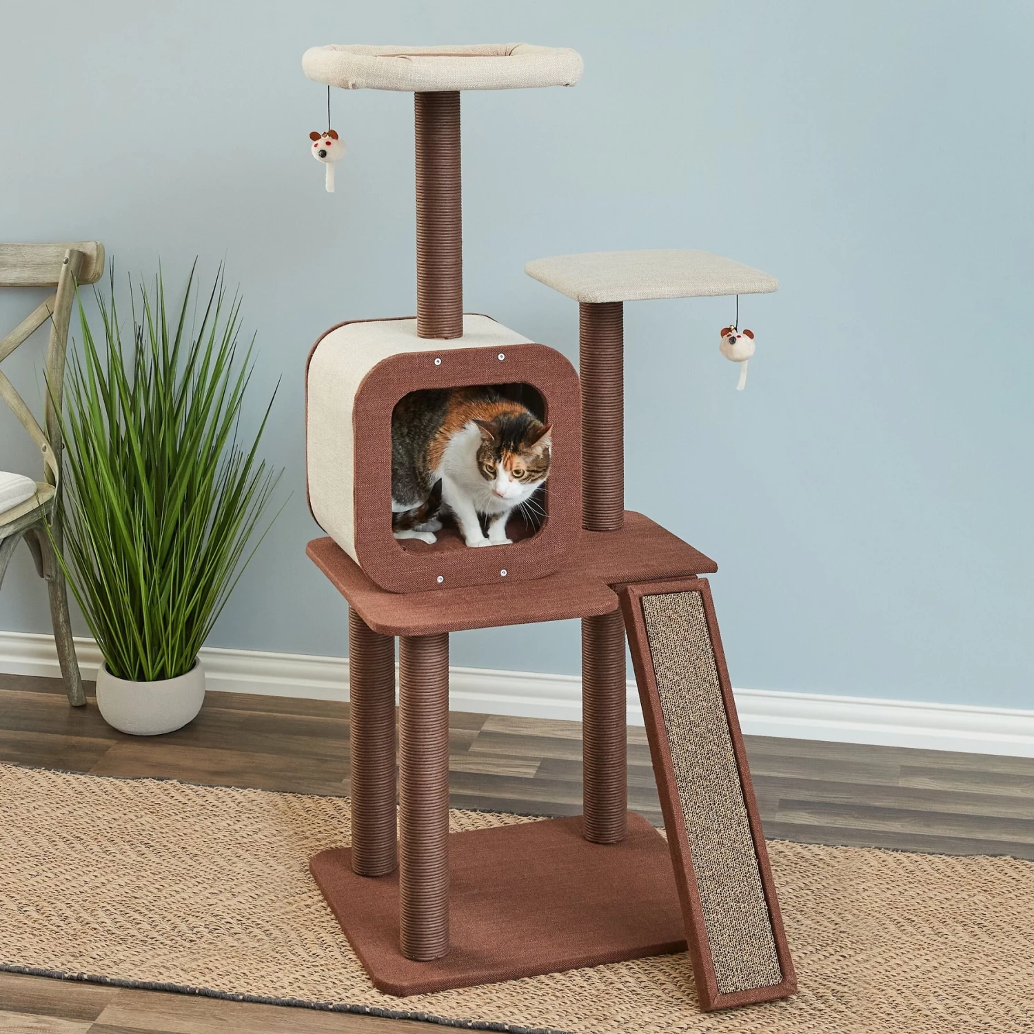 Two By Two The Redwood 53-in Cat Tree & Condo, Beige/Brown 6 Two By Two The Redwood 53-in Cat Tree & Condo, Beige/Brown - Image 4
