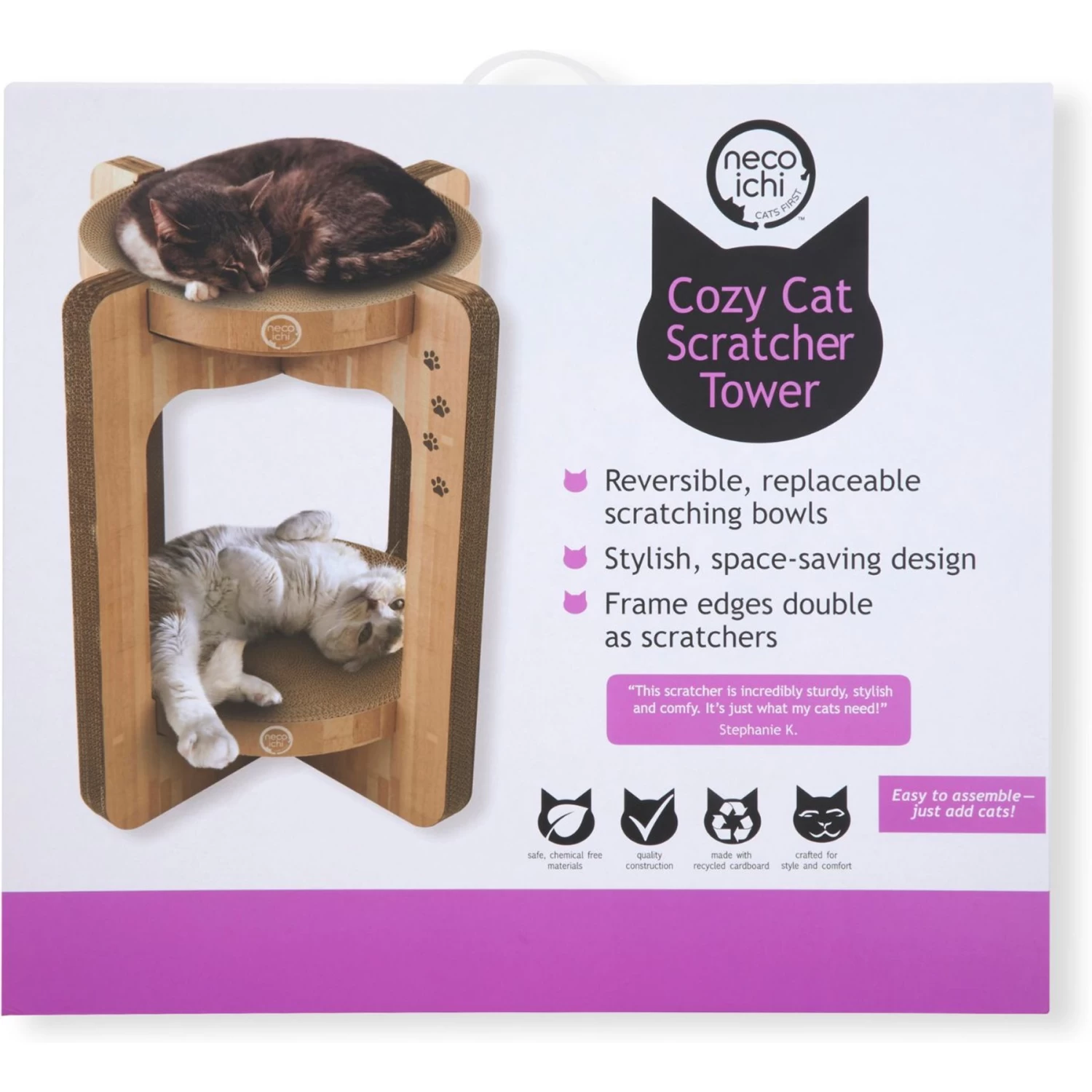 Necoichi Cozy Cat Scratcher Tower Toy 4 Necoichi Cozy Cat Scratcher Tower Toy - Image 2