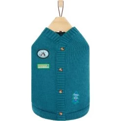 Frisco Teal Button Down Dog & Cat Sweater -Pet Cat Supplies Store 353580 PT4. AC SS1800 V1659727011