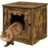 Sweet Barks Enclosed House Side Table Cat Litter Box, Rustic Brown -Pet Cat Supplies Store 354503 MAIN. AC SS1800 V1640042244