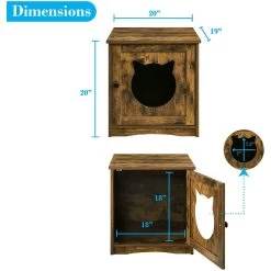 Sweet Barks Enclosed House Side Table Cat Litter Box, Rustic Brown -Pet Cat Supplies Store 354503 PT3. AC SS1800 V1640043731