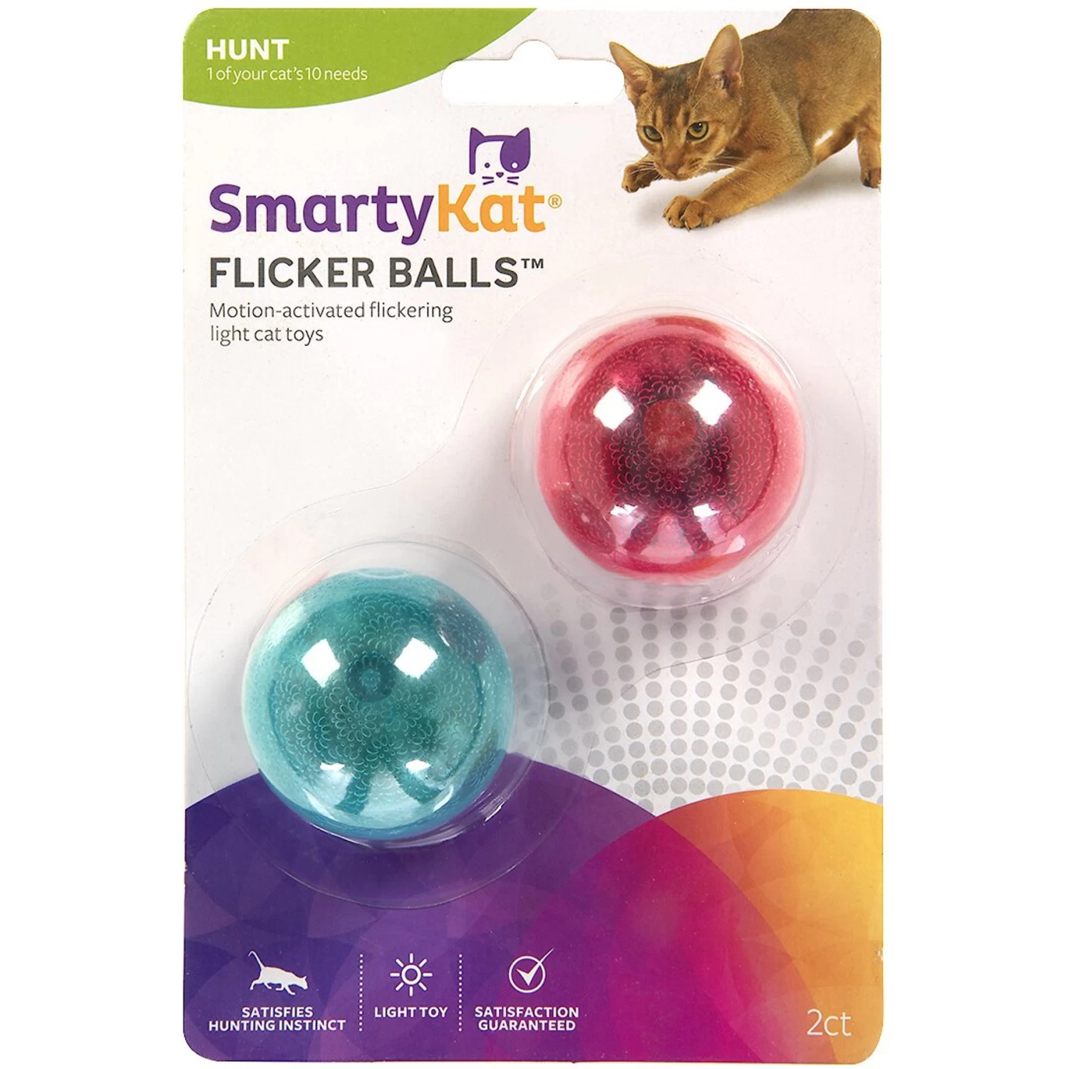 SmartyKat Flicker Balls Electronic Light Ball Cat Toy, Multicolor, Small, 2 Count 3 SmartyKat Flicker Balls Electronic Light Ball Cat Toy, Multicolor, Small, 2 Count