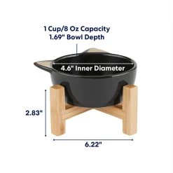 Frisco Cat Face Elevated Bamboo Non-Skid Ceramic Cat Bowl, Black, 1 Cups -Pet Cat Supplies Store 363383 PT1. AC SS1800 V1685731883