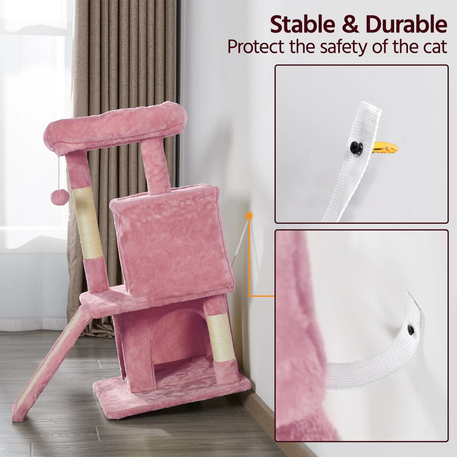 Yaheetech 3 Tiers 36-in Plush Cat Tower With Double Cat Condo 11 Yaheetech 3 Tiers 36-in Plush Cat Tower With Double Cat Condo - Image 9