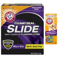 Arm & Hammer Litter Baking Soda Double Duty Cat Litter Deodorizer & Arm & Hammer Litter Slide Multi-Cat Scented Clumping Clay Cat Litter