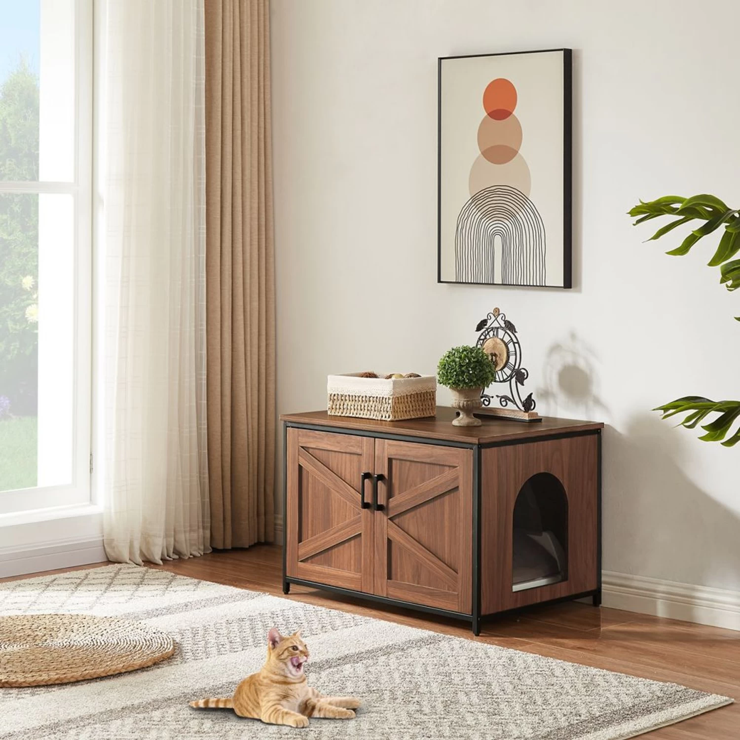 Unipaws Cat Litter Box Enclosure With Top Opening, Large 3 Unipaws Cat Litter Box Enclosure With Top Opening, Large