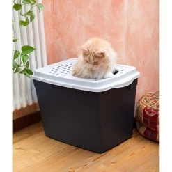 Ferplast "Jumpy" With Top Entrance Cat Litter Box, Black, Large -Pet Cat Supplies Store 703926 PT5. AC SS1800 V1668458444