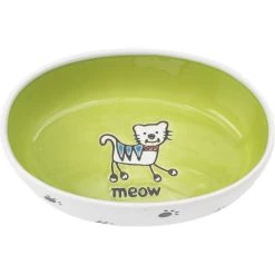 PetRageous Designs Silly Kitty Oval Ceramic Cat Bowl