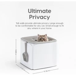 IRIS USA Premium Square Top Entry Cat Litter Box With Scoop, White & Gray, Large -Pet Cat Supplies Store 846654 PT1. AC SS1800 V1683836176