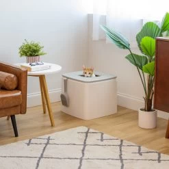 IRIS USA Premium Square Top Entry Cat Litter Box With Scoop, White & Gray, Large -Pet Cat Supplies Store 846654 PT4. AC SS1800 V1683836560