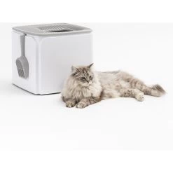 IRIS USA Premium Square Top Entry Cat Litter Box With Scoop, White & Gray, Large -Pet Cat Supplies Store 846654 PT8. AC SS1800 V1683211470