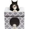 Friends Forever Taylor Collapsible Cube Cat House & Ottoman, Grey