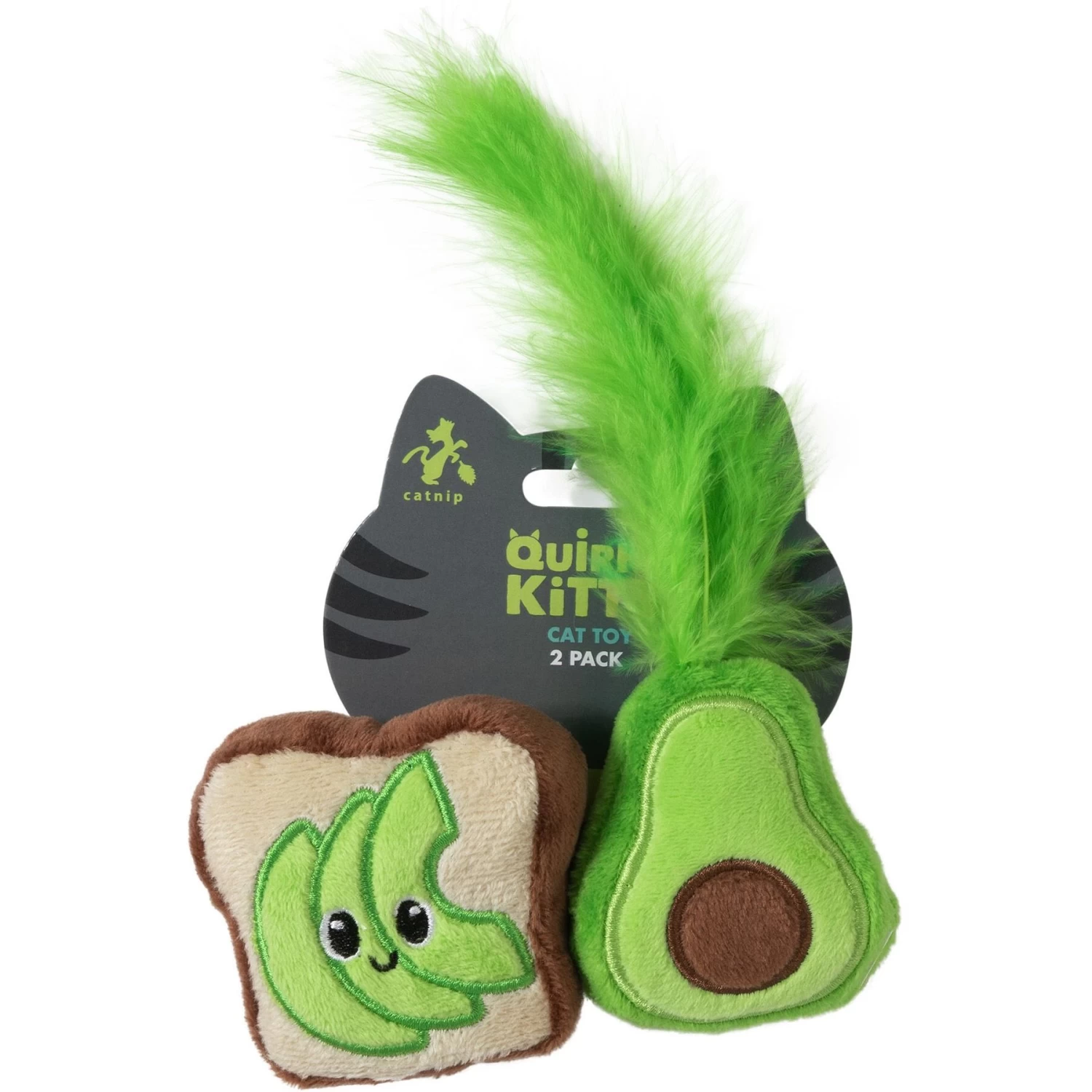 Quirky Kitty Avocado Toast Catnip Plush Cat Toy, 2 Count 4 Quirky Kitty Avocado Toast Catnip Plush Cat Toy, 2 Count - Image 2