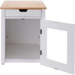 TRINITY 20-in Enclosure End Table With Drawer Cat Litter Box, White, Small -Pet Cat Supplies Store 940742 PT6. AC SS1800 V1692300285