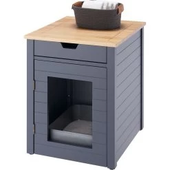 TRINITY 20-in Enclosure End Table With Drawer Cat Litter Box, Dark Grey, Small -Pet Cat Supplies Store 943606 PT2. AC SS1800 V1692300285