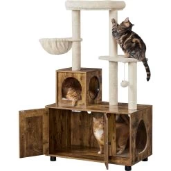 Yaheetech Cat Litter Box Enclosure Cat Tree & Condo, Rustic Brown & Beige 9 Yaheetech Cat Litter Box Enclosure Cat Tree & Condo, Rustic Brown & Beige -Pet Cat Supplies Store 953326 PT1. AC SS1800 V1695056787