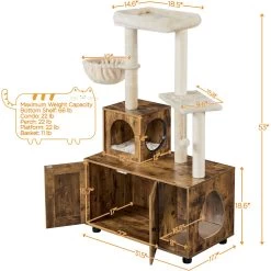 Yaheetech Cat Litter Box Enclosure Cat Tree & Condo, Rustic Brown & Beige 10 Yaheetech Cat Litter Box Enclosure Cat Tree & Condo, Rustic Brown & Beige -Pet Cat Supplies Store 953326 PT2. AC SS1800 V1695056786